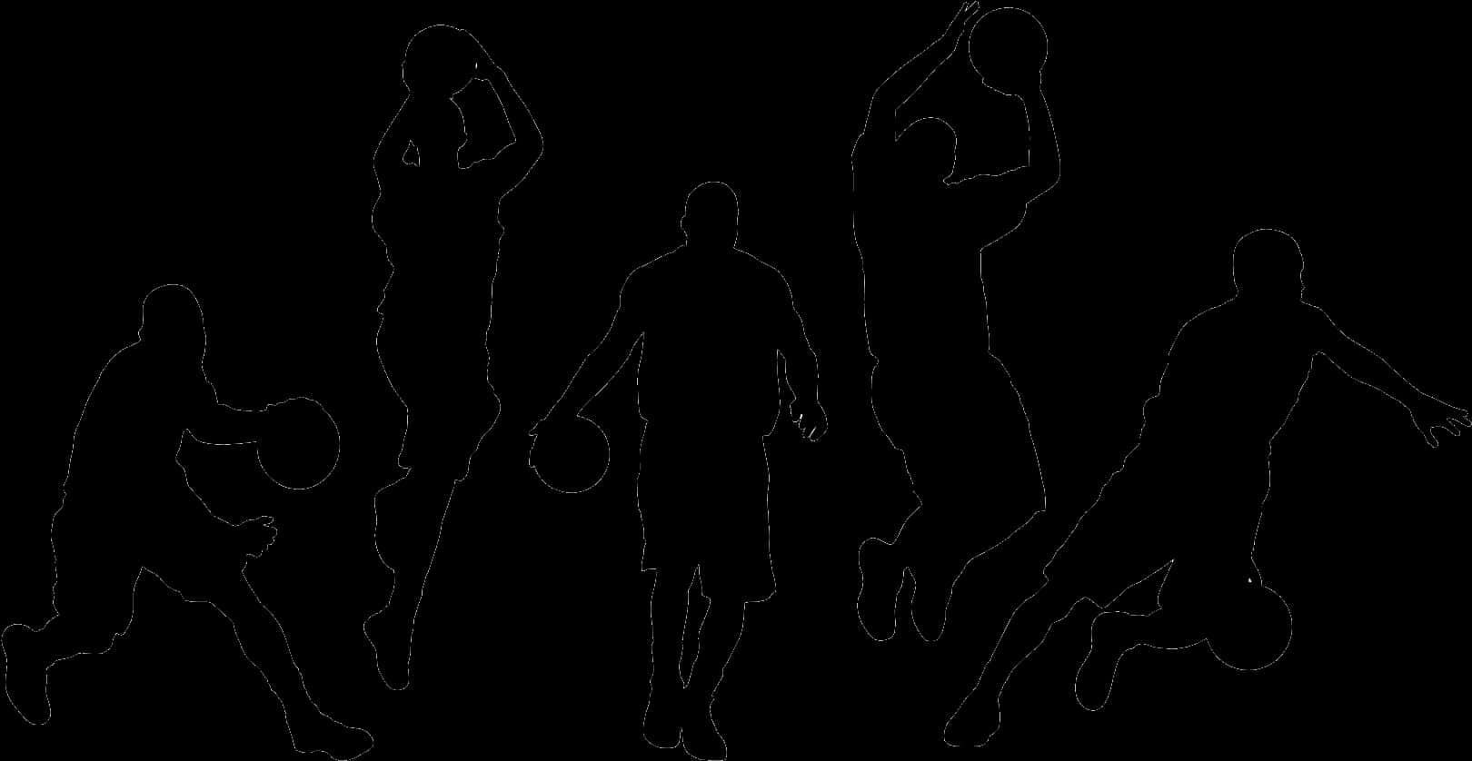 Basketball Player Silhouettes Vector PNG Image