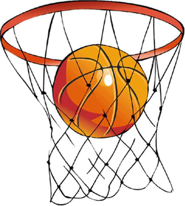 Basketball Swishing Through Hoop Clipart PNG Image