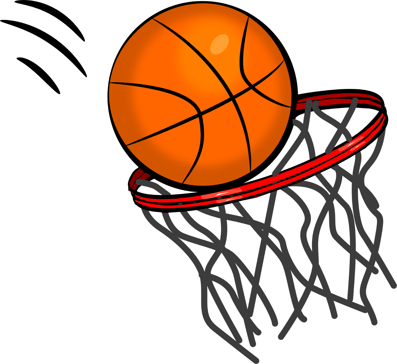 Basketball Swishing Through Hoop PNG Image