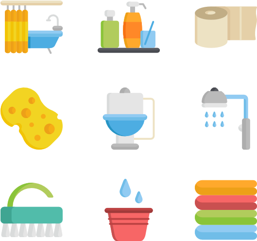 Bathroom Accessories Icons Set PNG Image