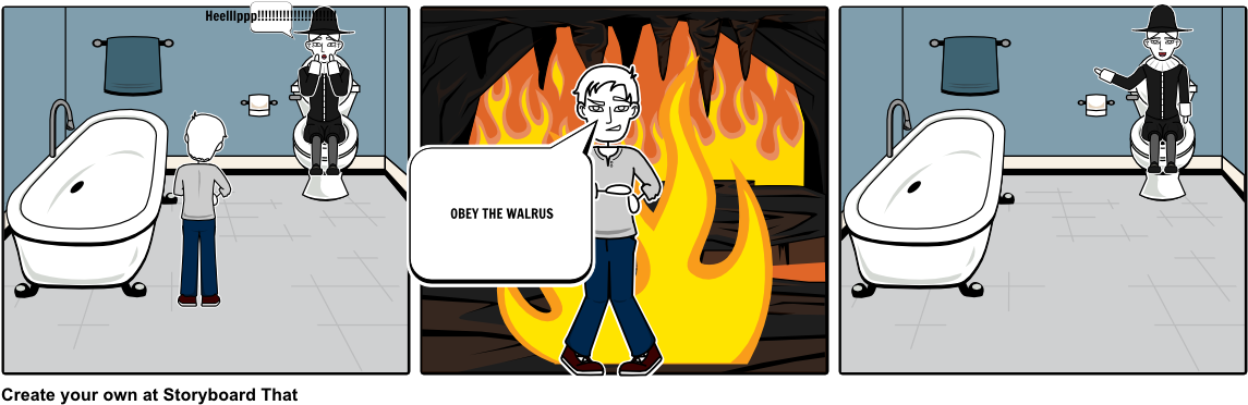 Bathroom Walrus Command Comic Strip PNG Image