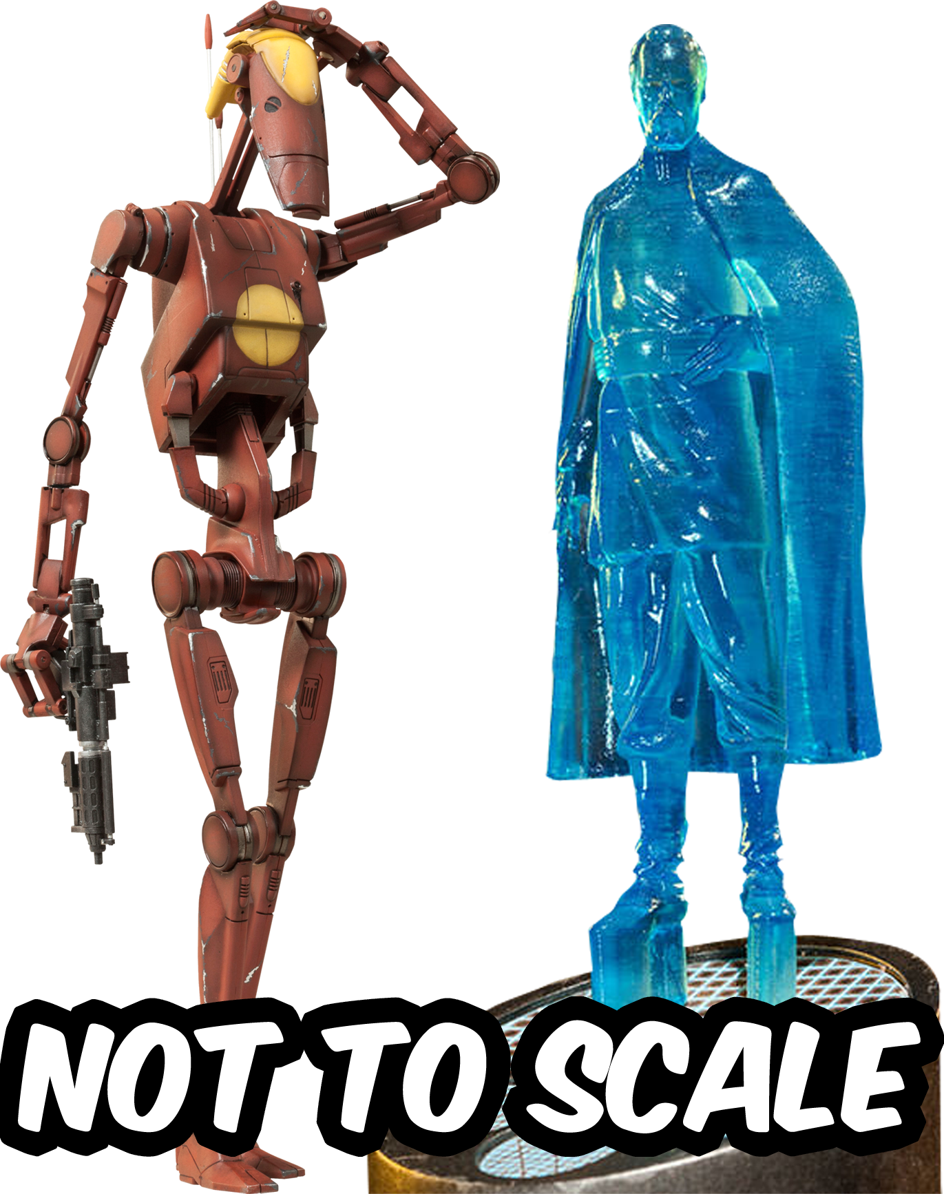 Battle Droidand Hologram Figure Comparison PNG Image