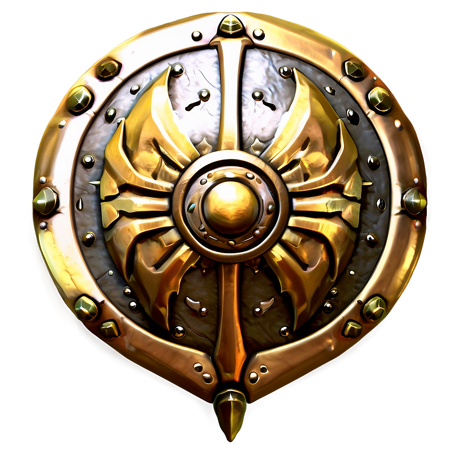 Battle-ready Gold Shield Png Hyq PNG Image