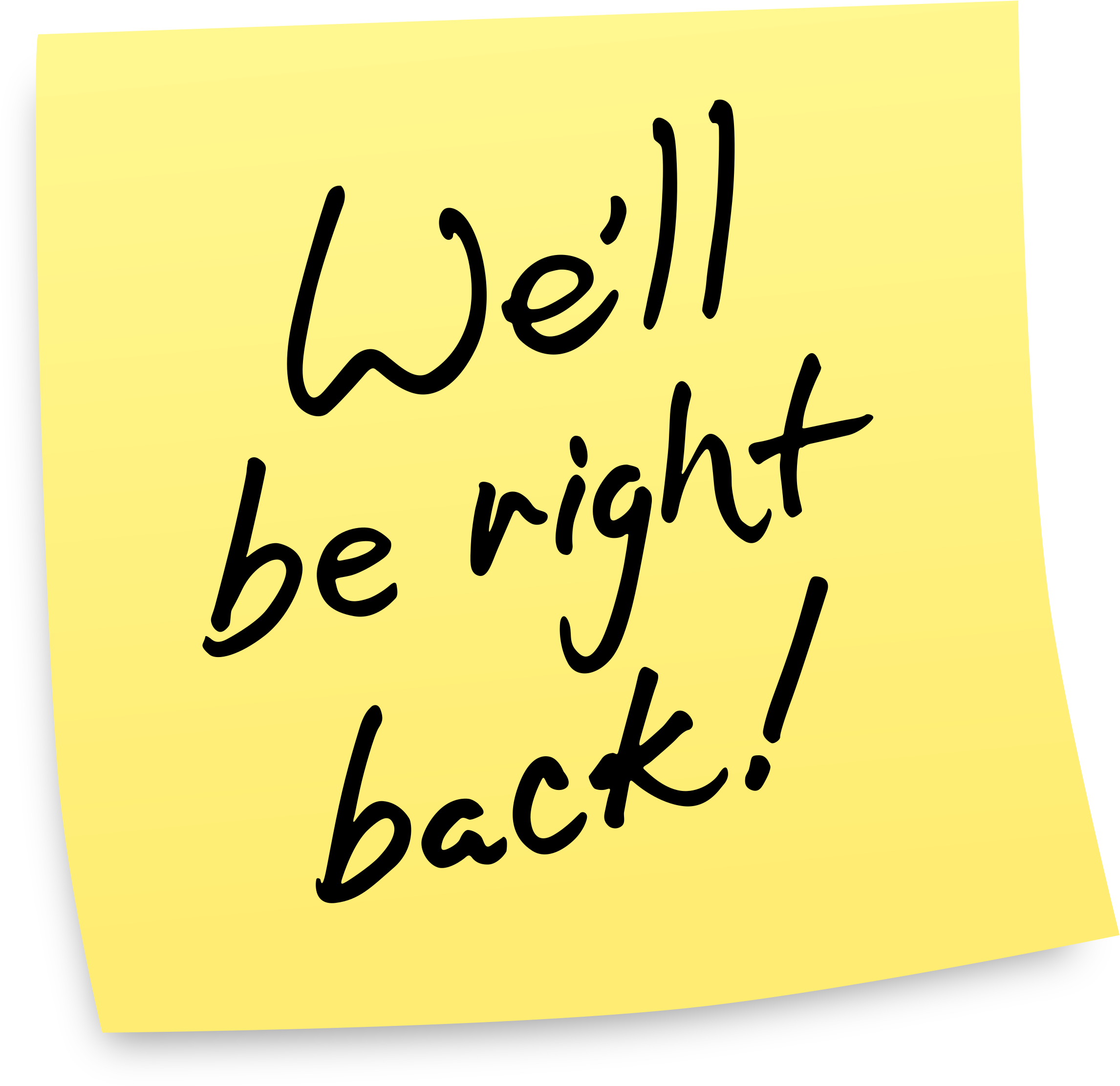 Be Right Back Post It Note Message PNG Image