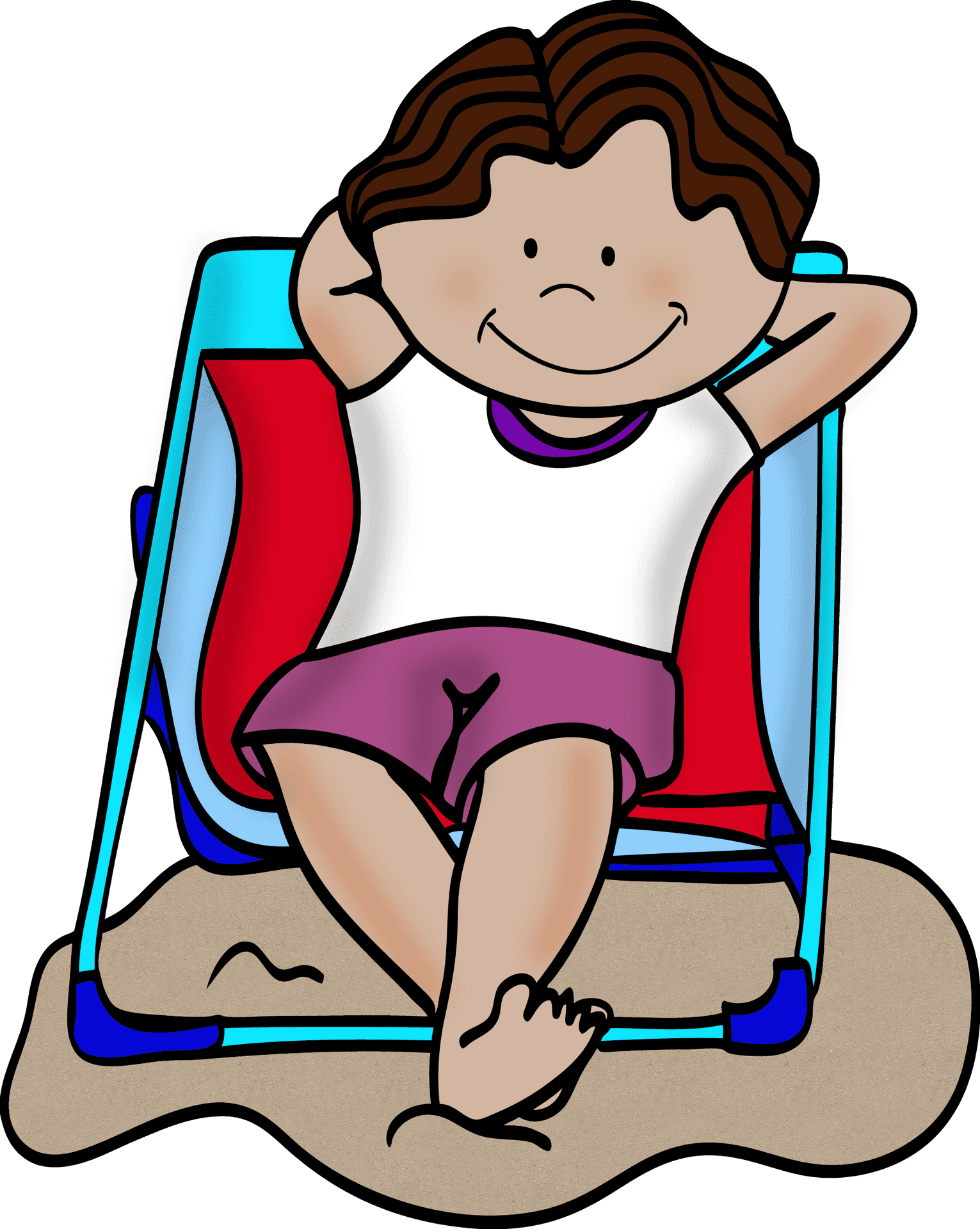 Beach Chair Relaxation Cartoon PNG Image