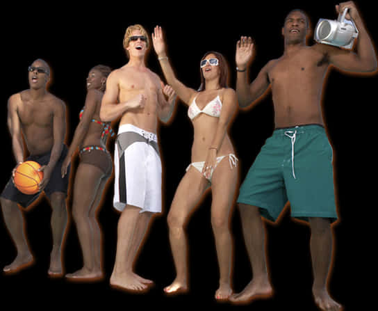 Beach Party Friends Dancing PNG Image