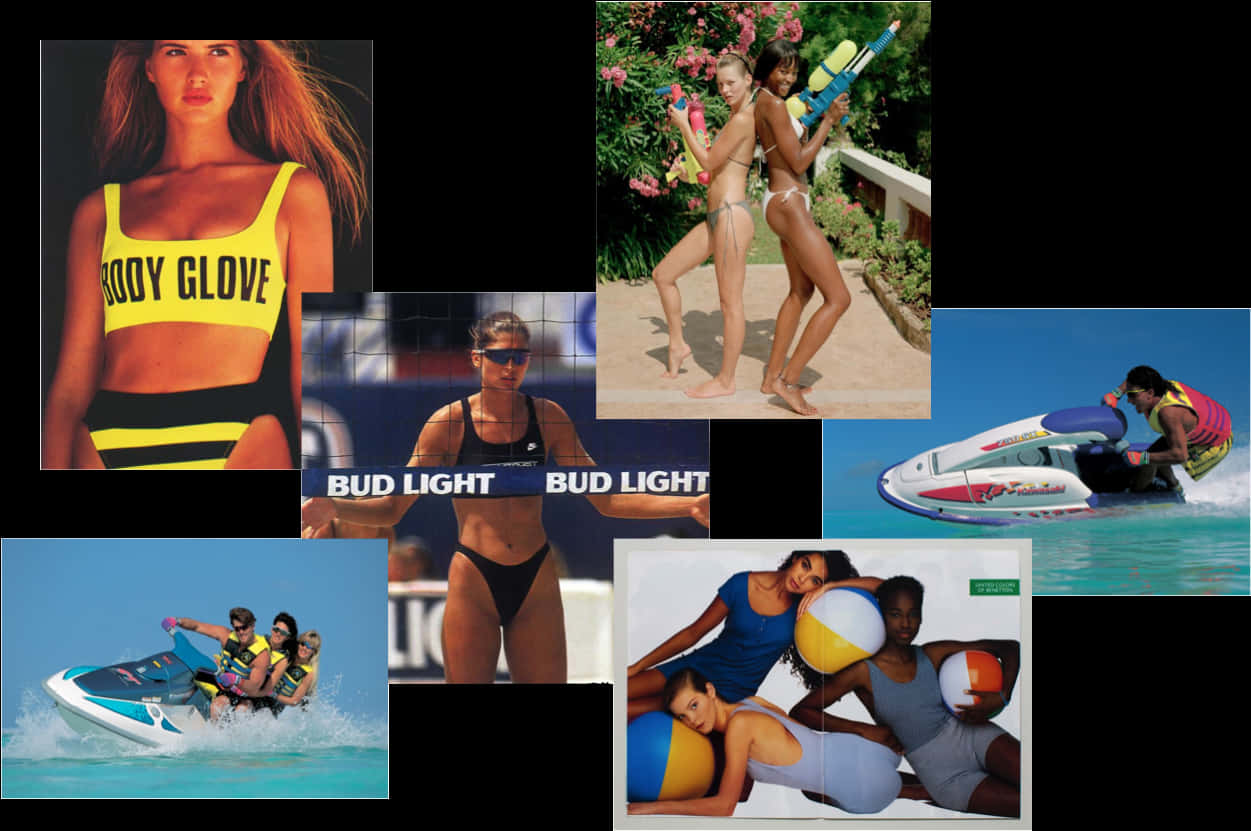 Beach Sports Collage PNG Image