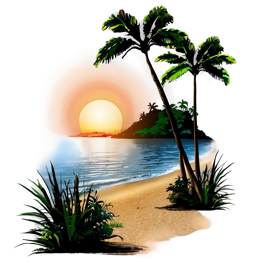 Beach Sunrise Paradise Png Rwr92 PNG Image