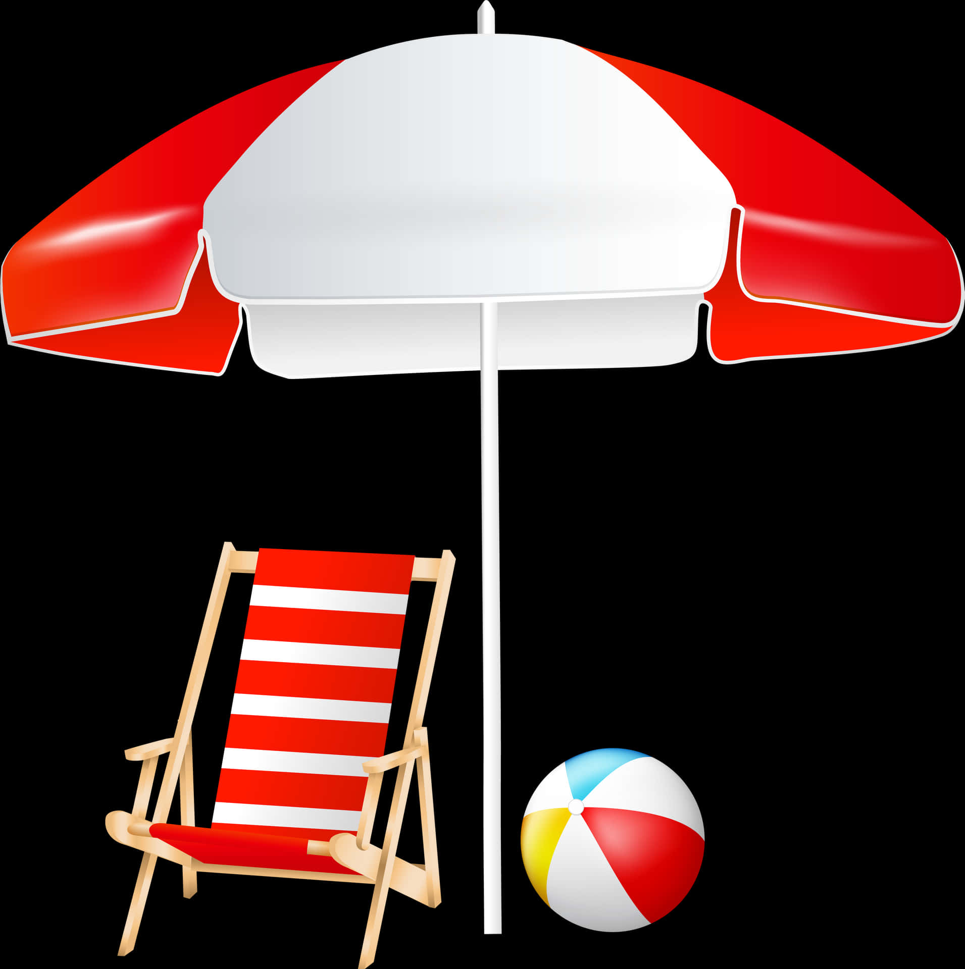 Beach Umbrella Deckchair Beachball PNG Image