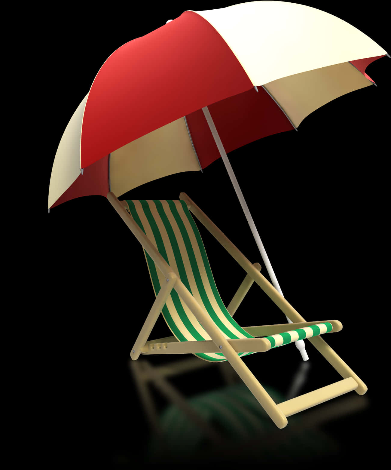 Beach Umbrellaand Deck Chair PNG Image