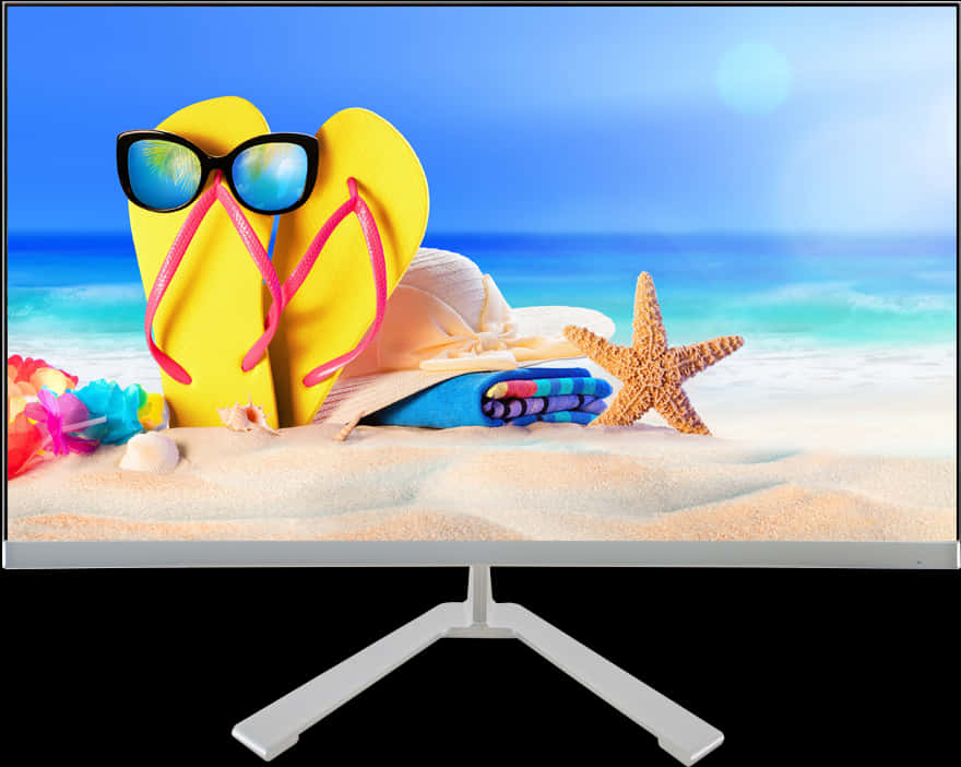 Beach Vacation Theme Computer Display PNG Image