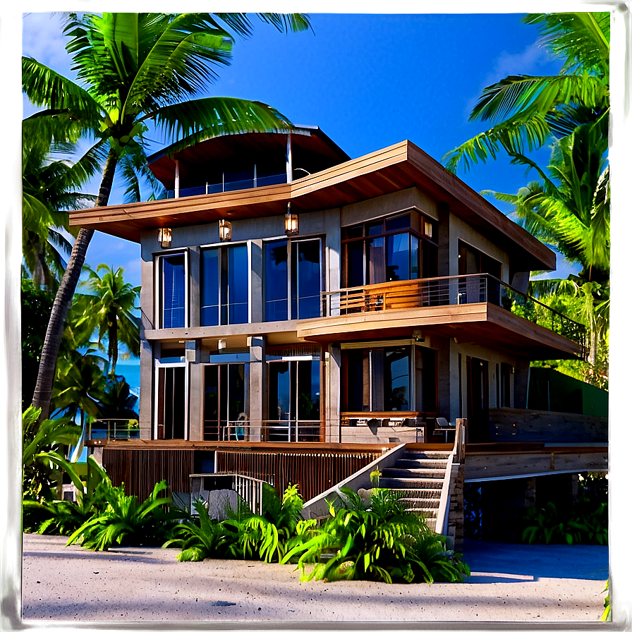 Beachfront Mansion Sunset Png Hto73 PNG Image