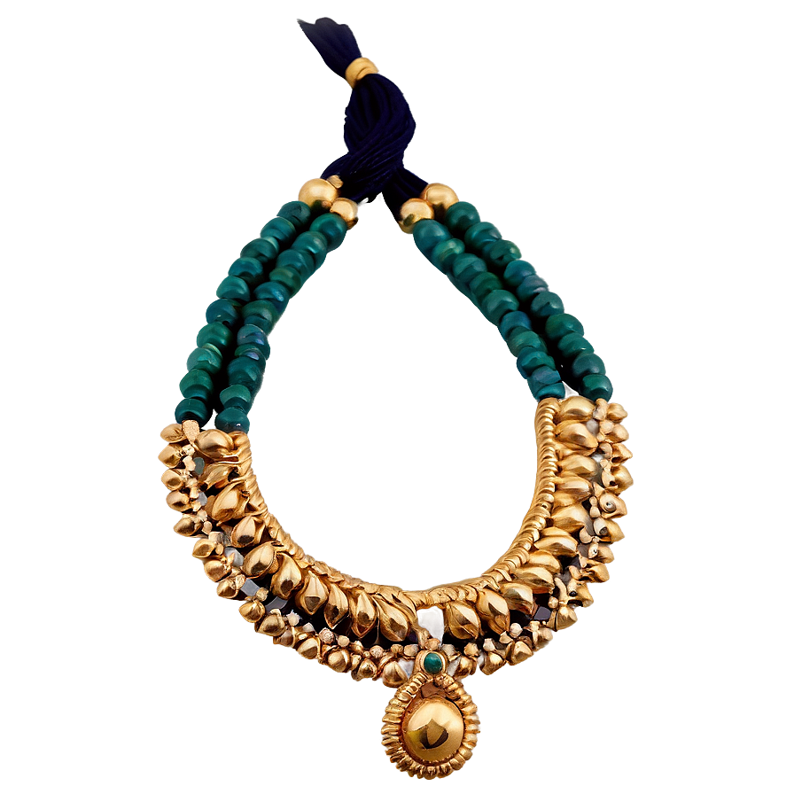 Beaded Gold Necklace Png 06122024 PNG Image