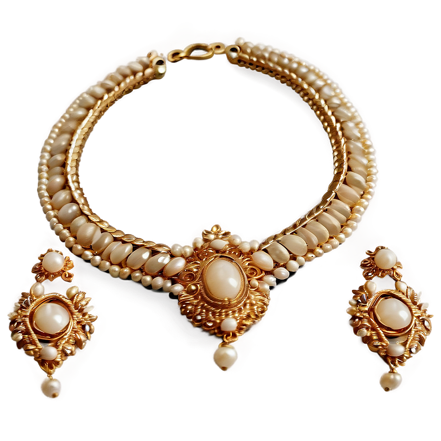 Beaded Gold Necklace Png Kvi PNG Image