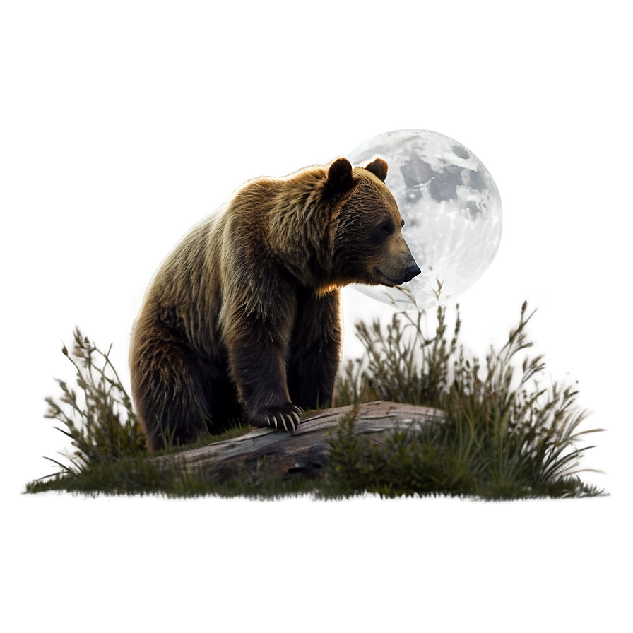 Bear In Moonlight Png Kve PNG Image