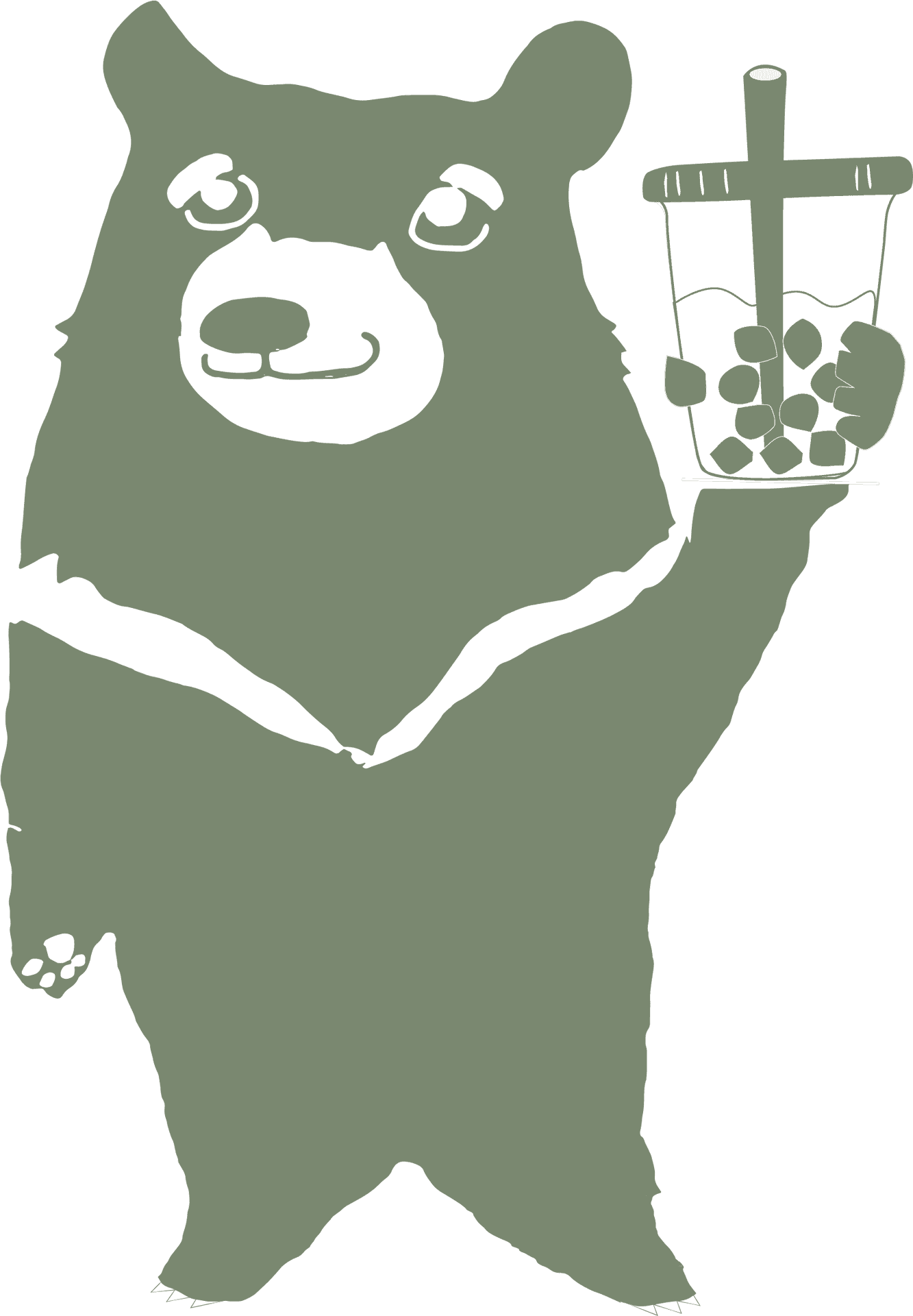 Bear With Bubble Tea Illustration PNG Image