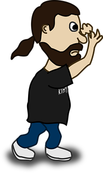 Bearded Cartoon Man Picking Nose PNG Image