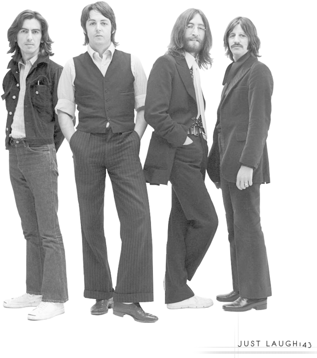 Beatles Classic Lineup Blackand White PNG Image