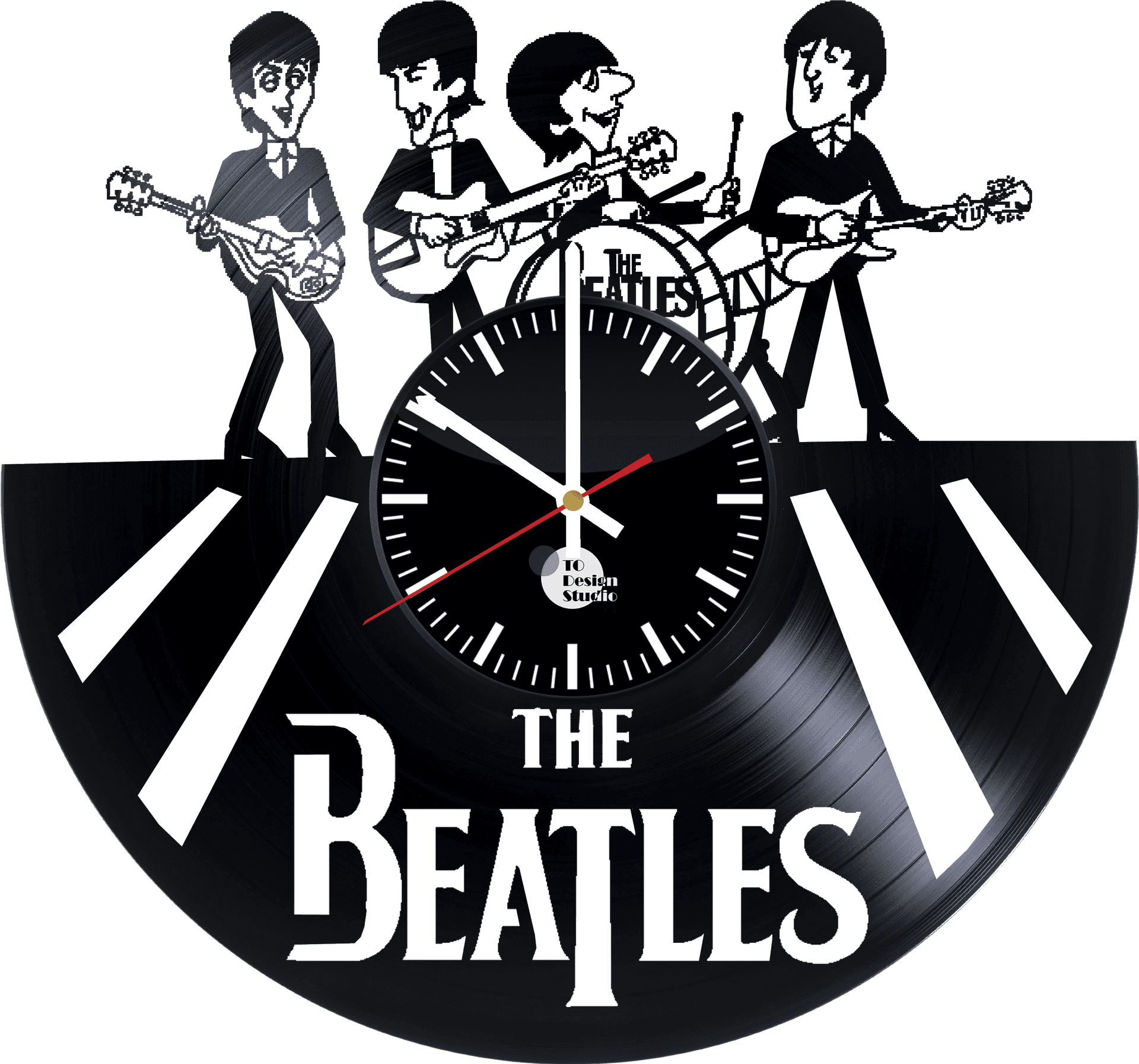 Beatles Vinyl Clock Design PNG Image