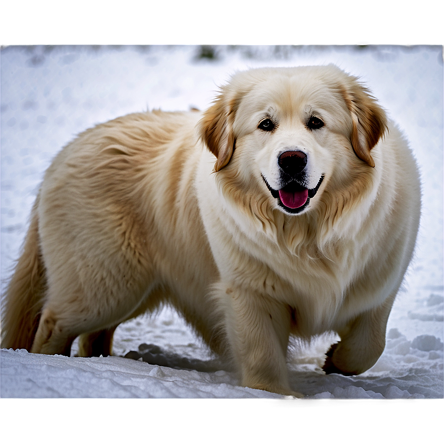 Beautiful Great Pyrenees In Snow Png Adb12 PNG Image