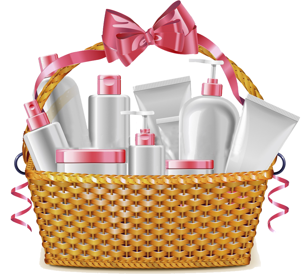 Beauty Products Gift Basket PNG Image