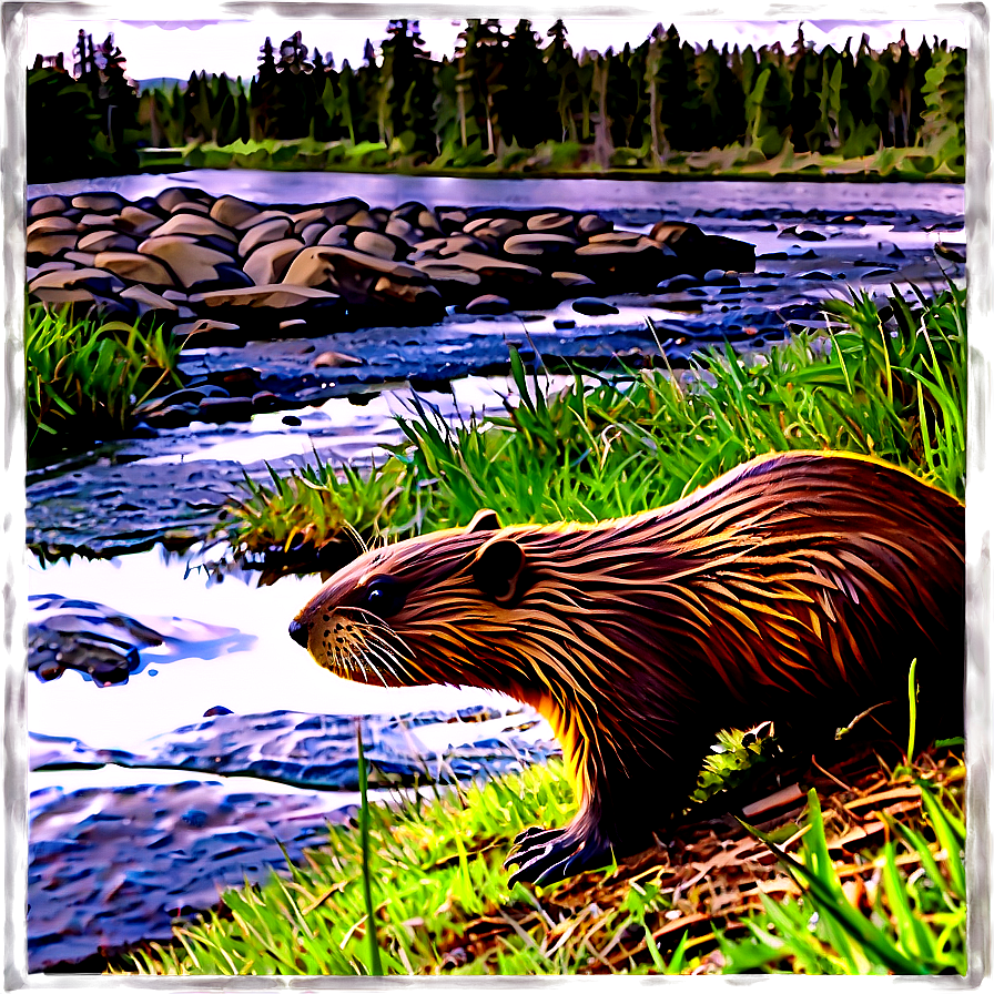 Beaver And River Scene Png 05242024 PNG Image