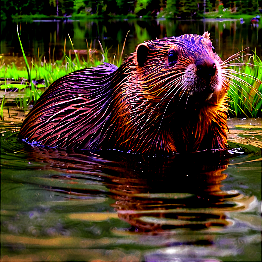 Beaver And River Scene Png Lso40 PNG Image