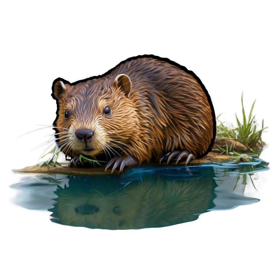 Beaver And River Scene Png Vxa20 PNG Image