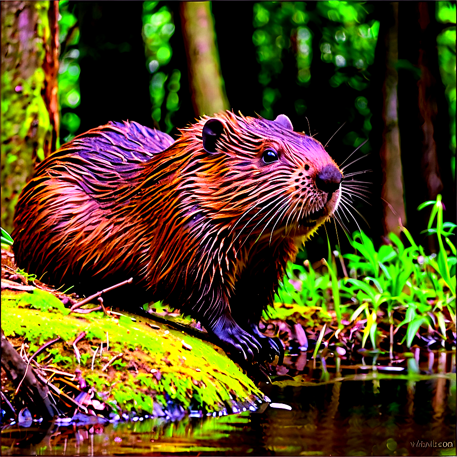 Beaver In Forest Setting Png Xrk44 PNG Image