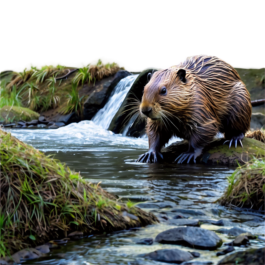 Beaver Making Dam Art Png Wbh PNG Image