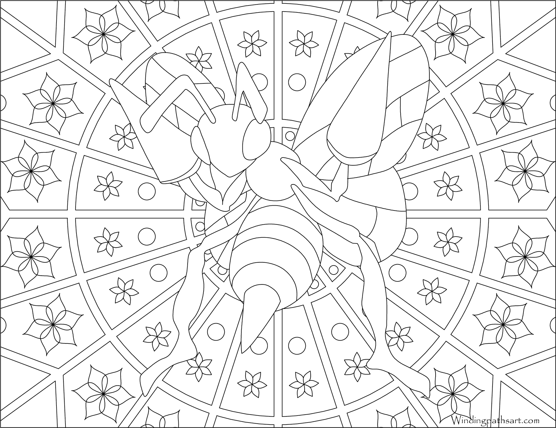 Bee Mandala Coloring Page PNG Image