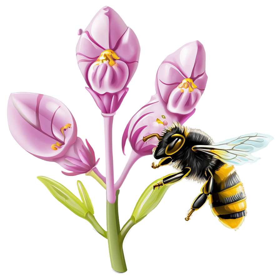 Bee Pollinating Flower Png Cmw42 PNG Image