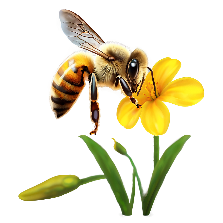 Bee Pollinating Flower Png Gld PNG Image