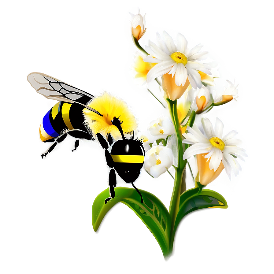 Bee With Flower Png Uji3 PNG Image