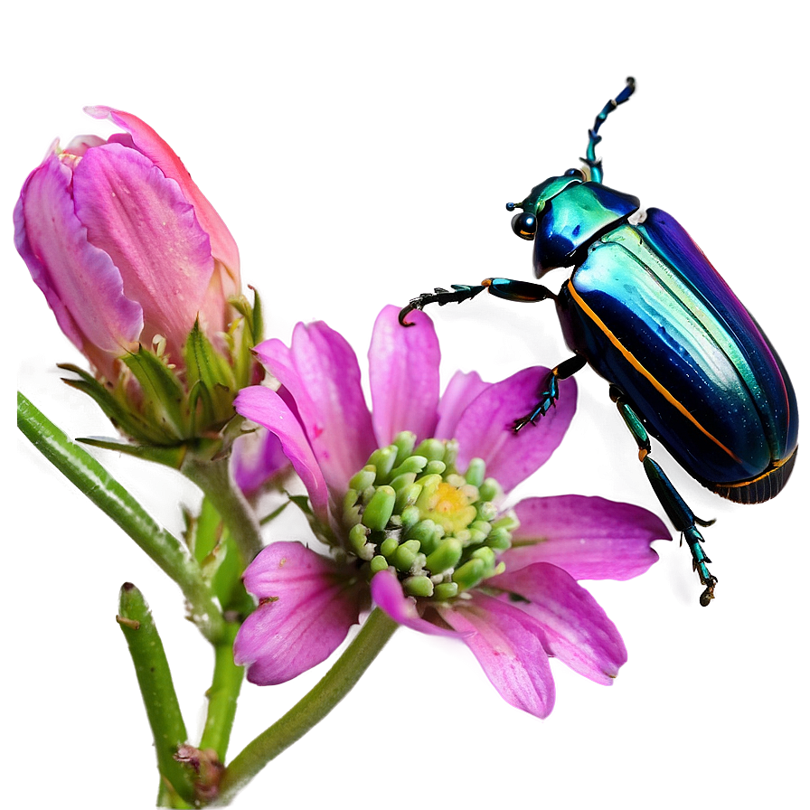 Beetle On Flower Macro Png Whh55 PNG Image