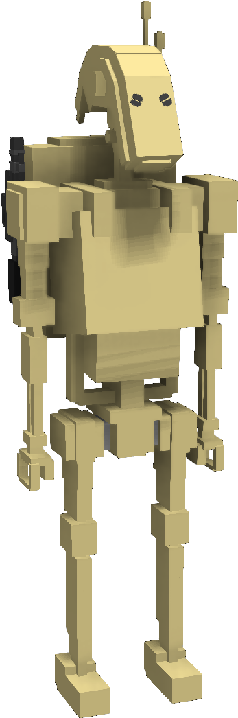 Beige Blocky Robot Model PNG Image