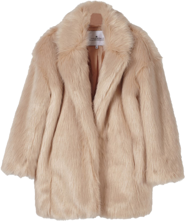 Beige Faux Fur Coat PNG Image