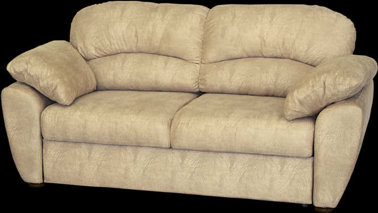 Beige Plush Fabric Couch PNG Image