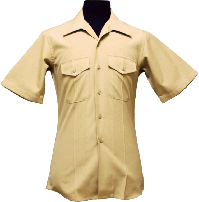 Beige Short Sleeve Dress Shirt PNG Image