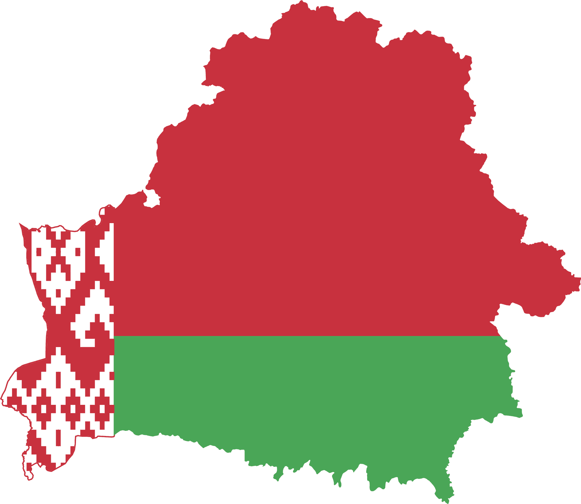 Belarus Map Outlined With Flag Colors PNG Image