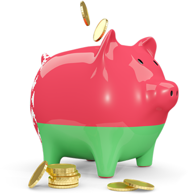 Belarusian Flag Colored Piggy Bank Saving Concept PNG Image