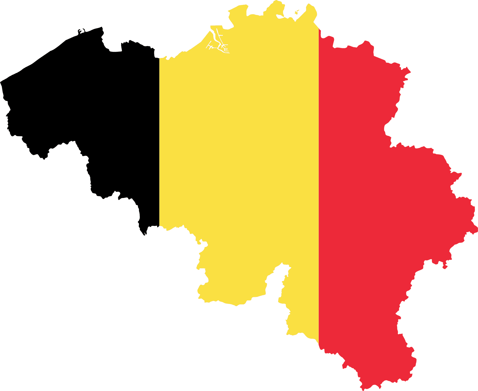 Belgium Map Flag Colors PNG Image