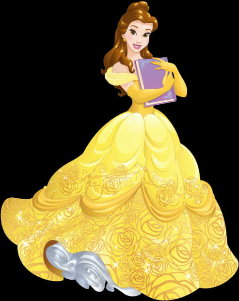 Belle Reading Fairytale Princess PNG Image