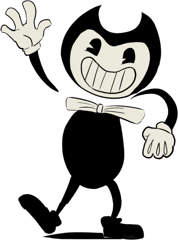 Bendy Cartoon Character Wave PNG Image