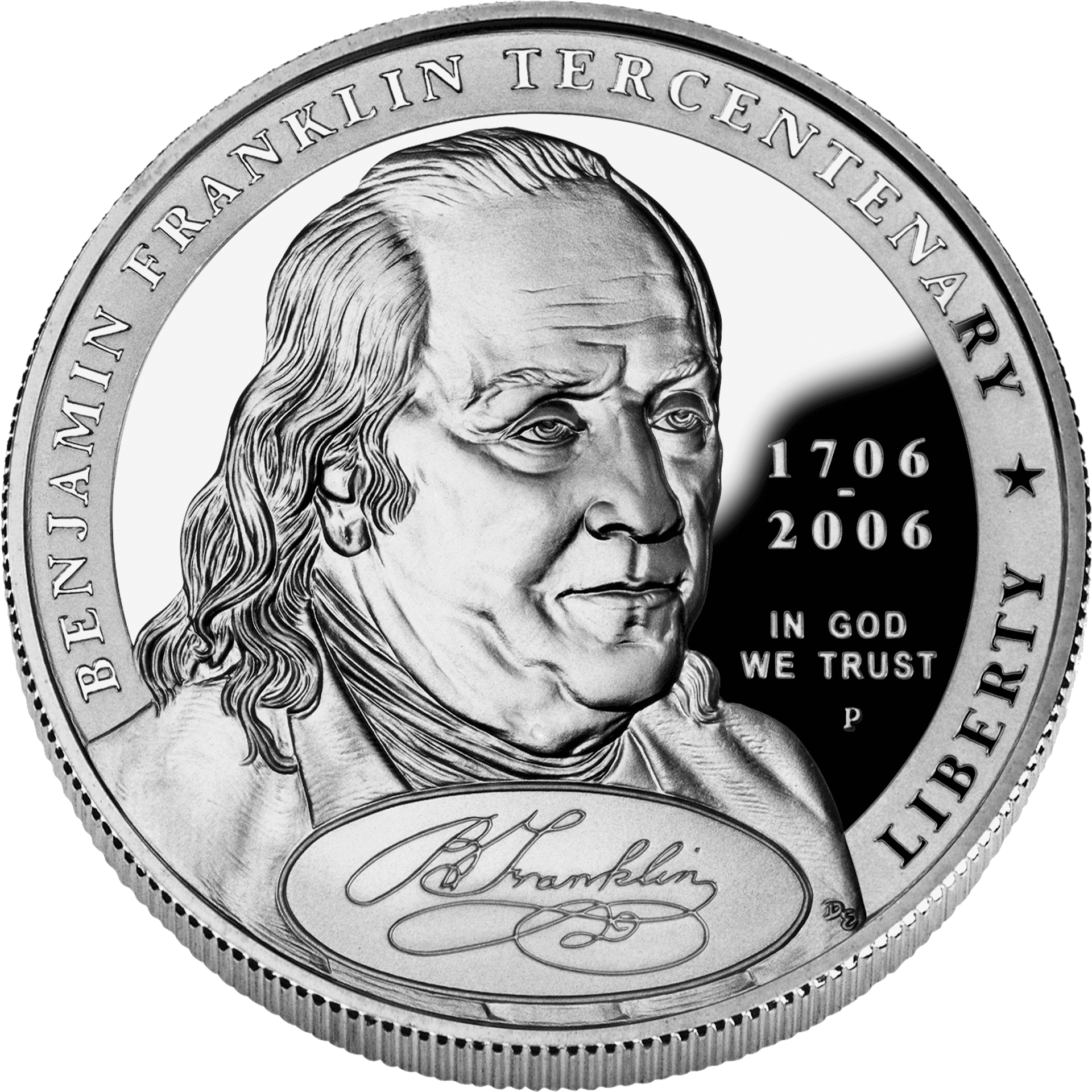 Benjamin Franklin Tercentenary Commemorative Coin PNG Image