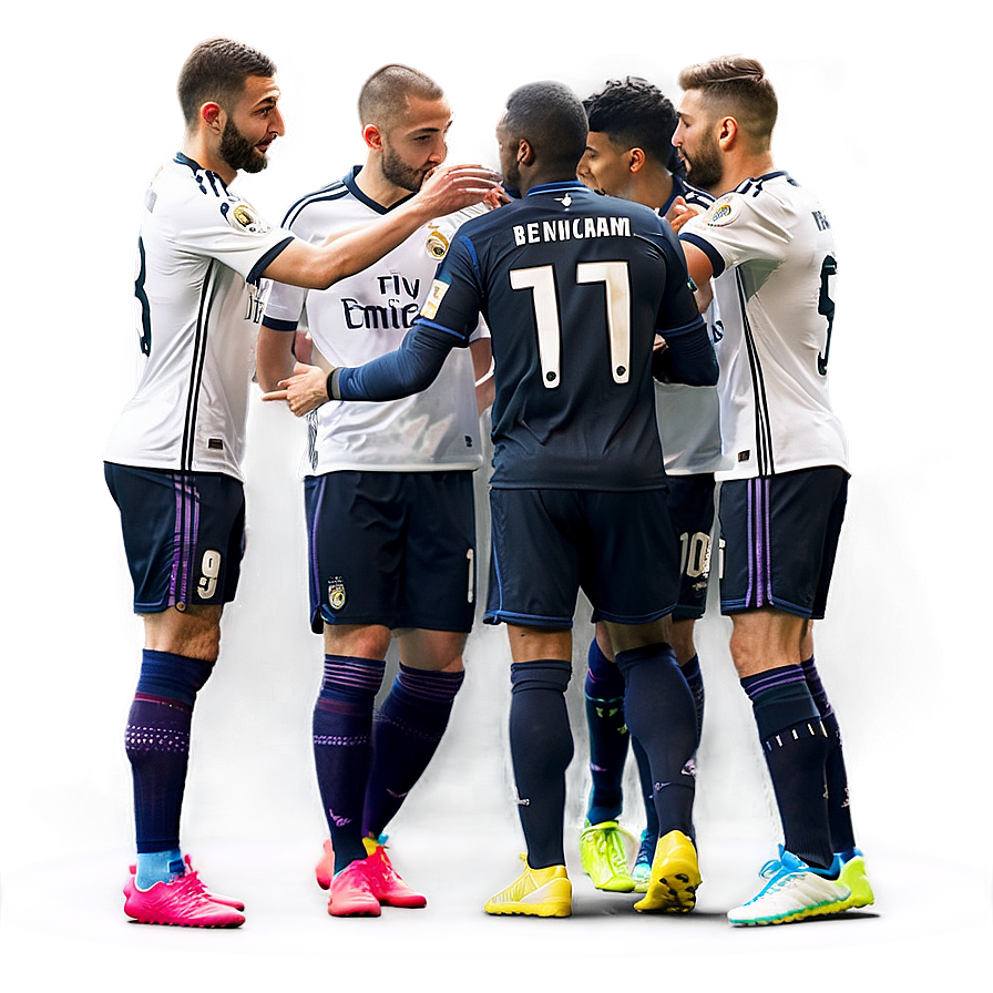 Benzema Team Huddle Png 06212024 PNG Image