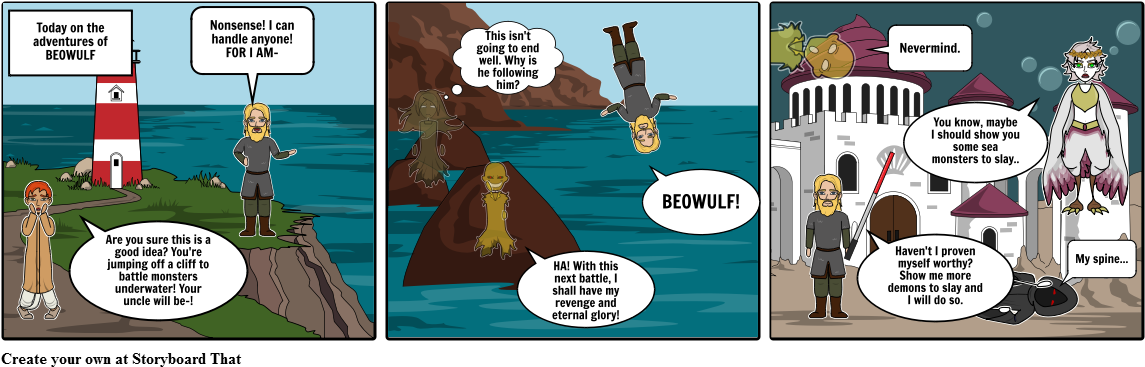 Beowulf Comic Strip Adventure PNG Image