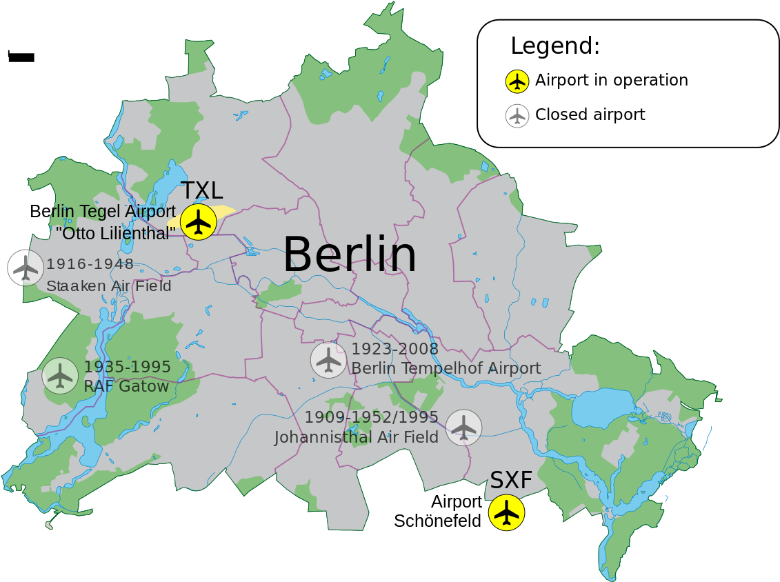 Berlin Airports Map Historicaland Current PNG Image