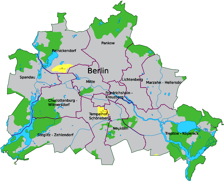 Berlin Districts Map PNG Image