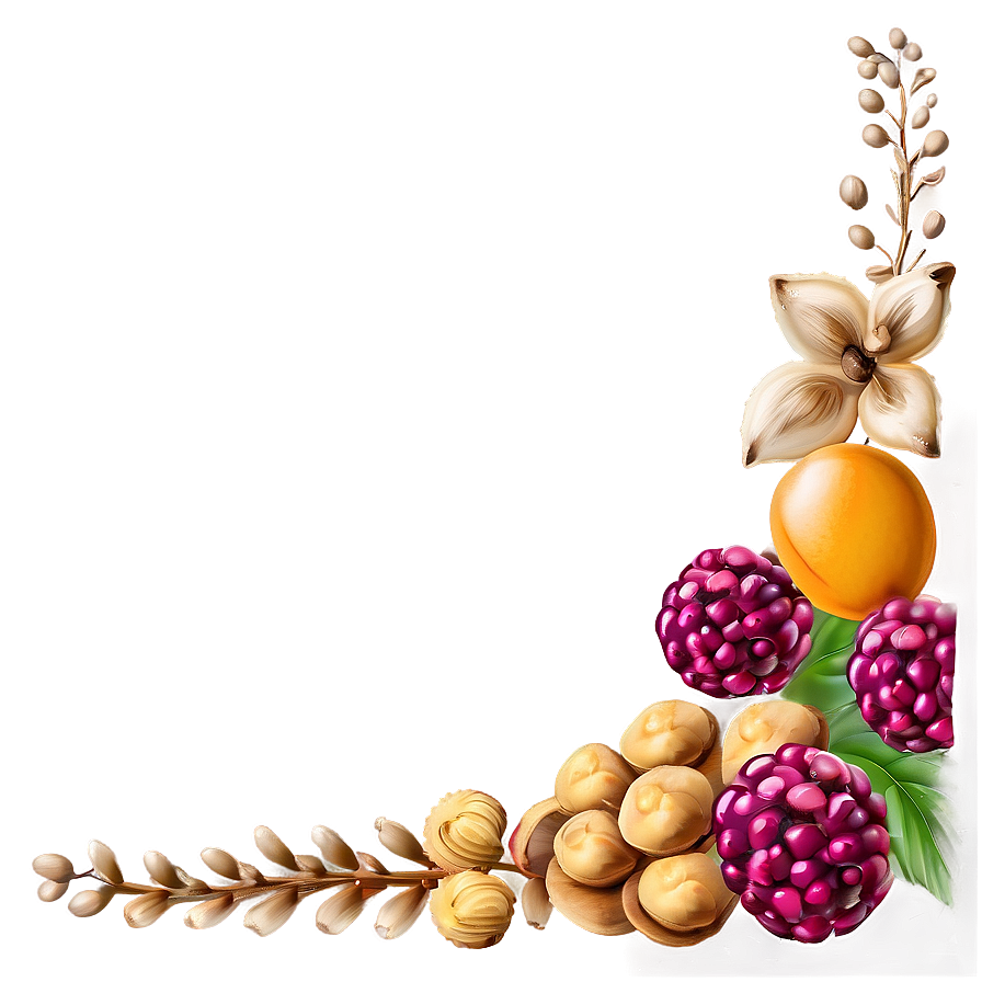 Berries And Nuts Thanksgiving Border Png 06202024 PNG Image